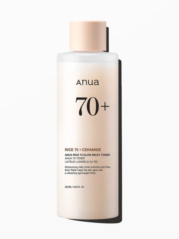 Anua Rice 70 Glow Milky Toner - Lightweight hydrating toner with Rice Bran Water and Niacinamide for bright, balanced skin by The Pretty Picks.